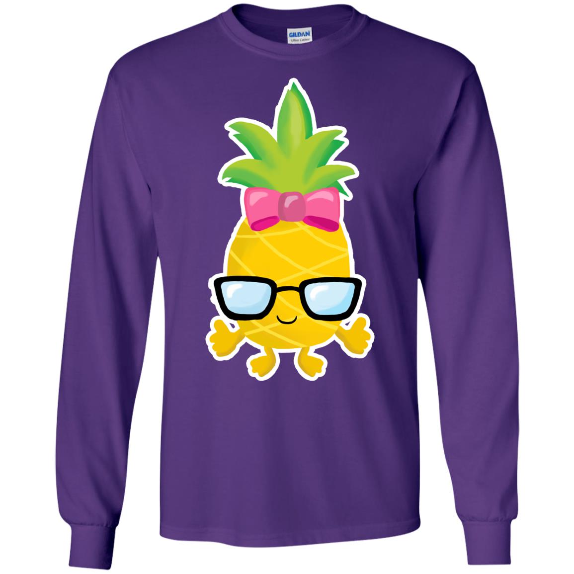 Funny Pineapple With Glasses For Girls Womens Shirt Purple