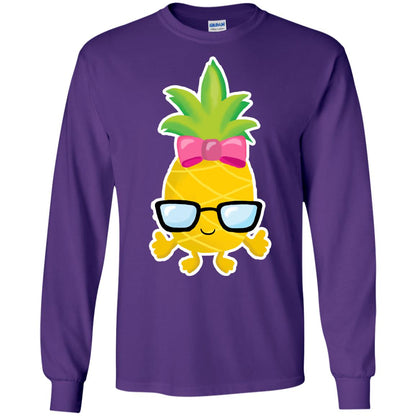 Funny Pineapple With Glasses For Girls Womens Shirt Purple