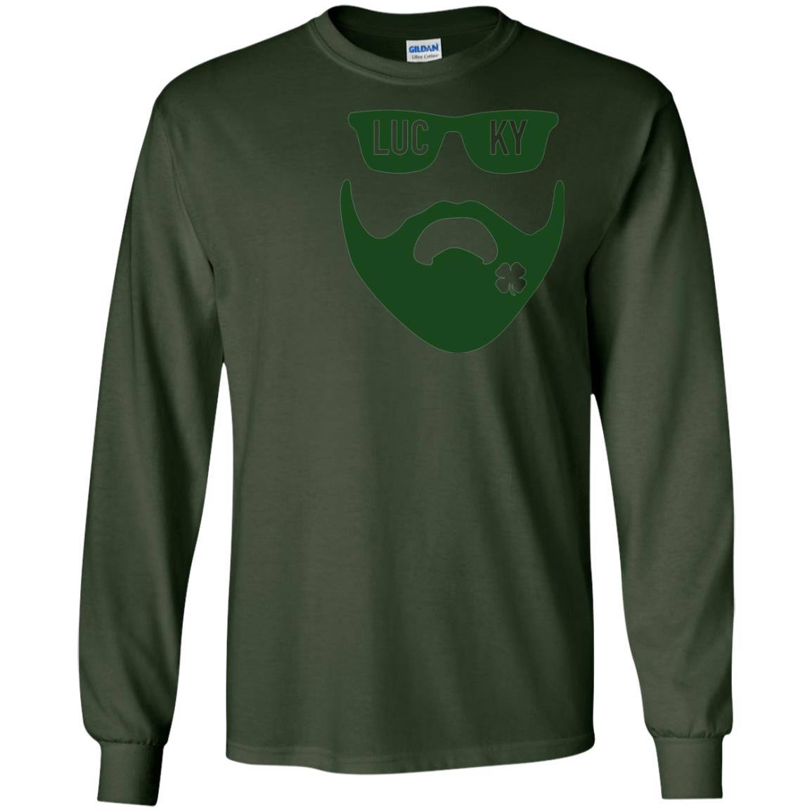 Green Bearded Clover Lucky Charm St. Patrick_s Day T-shirt Forest Green