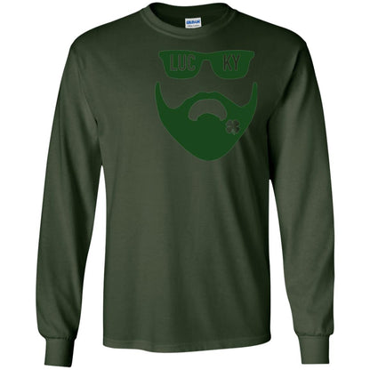 Green Bearded Clover Lucky Charm St. Patrick_s Day T-shirt Forest Green