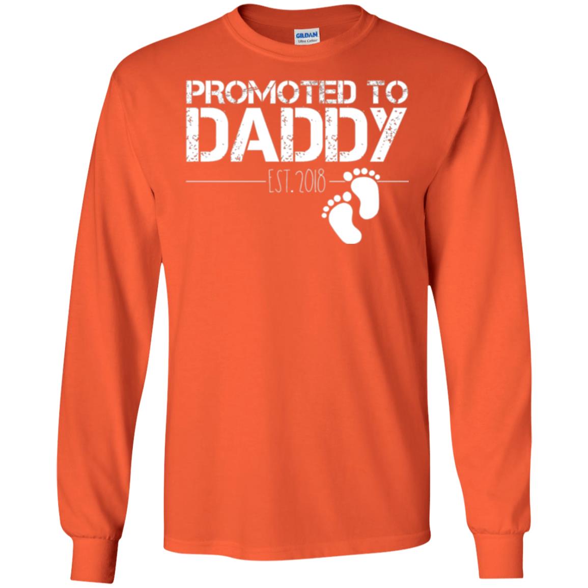 Daddy T-shirt Promoted To Daddy Est 2018 Orange