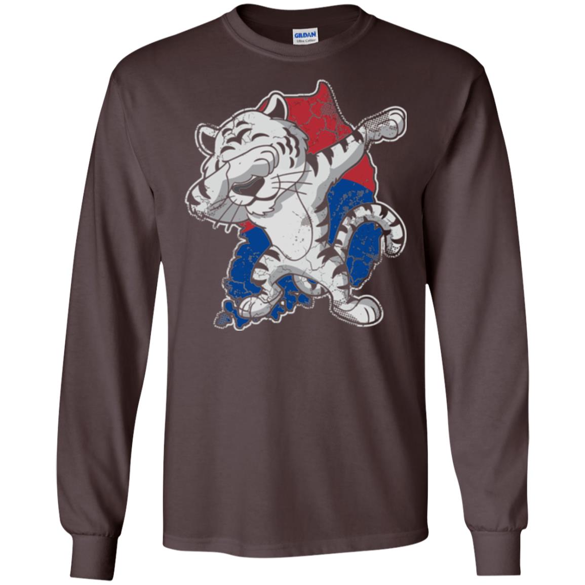 Dabbing White Tiger South Korea Flag T-shirt Dark Chocolate