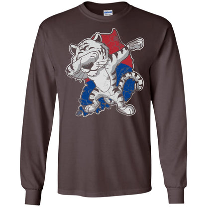 Dabbing White Tiger South Korea Flag T-shirt Dark Chocolate