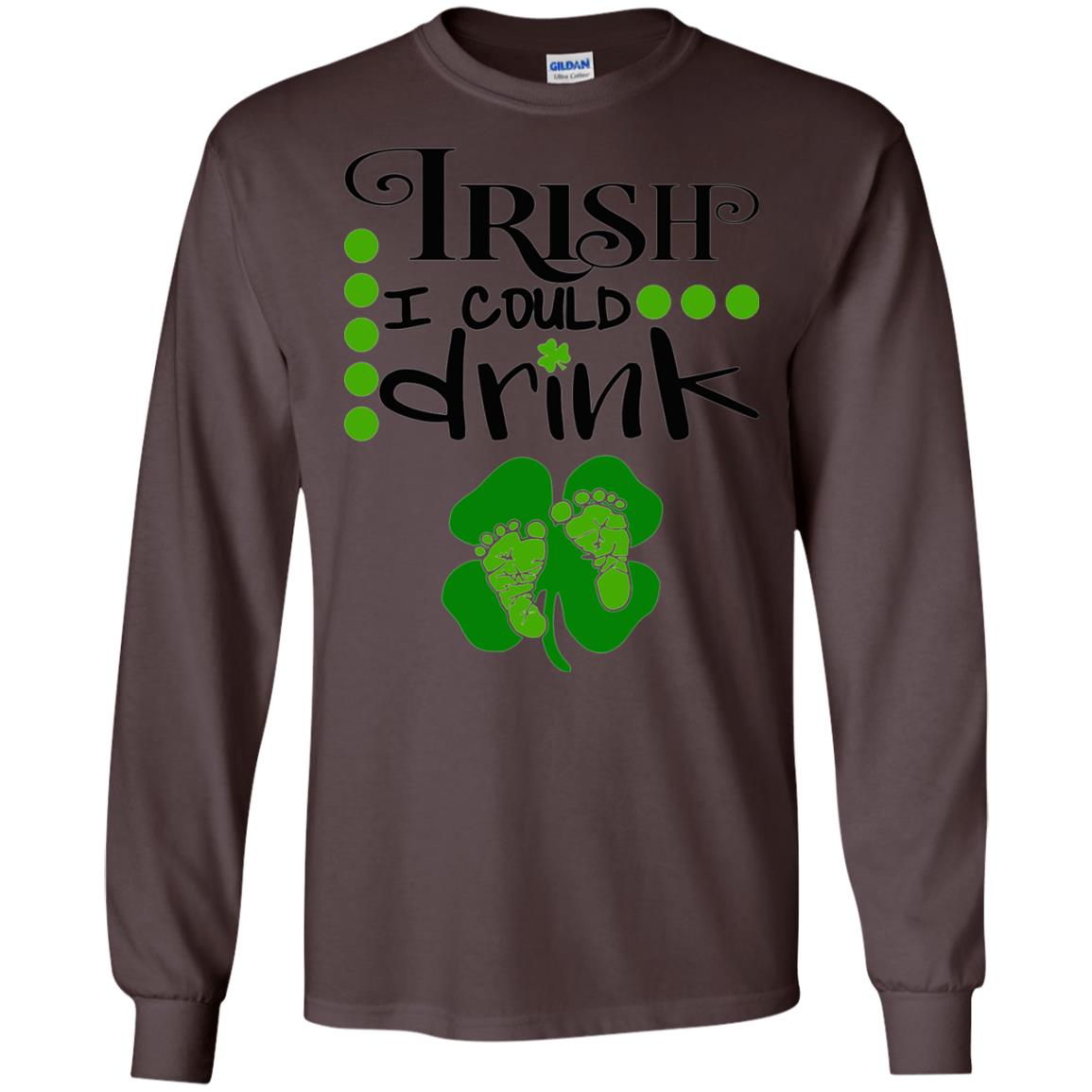 Baby Irish I Could Drink Pregnancy St Patrick_s Day T-shirt Dark Chocolate
