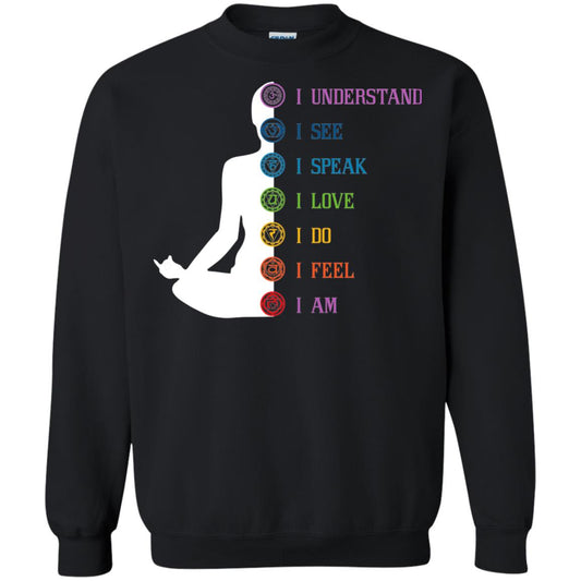 Chakra Meditation Yoga T-shirt I Speak I Love I Do I Feel I Am Black