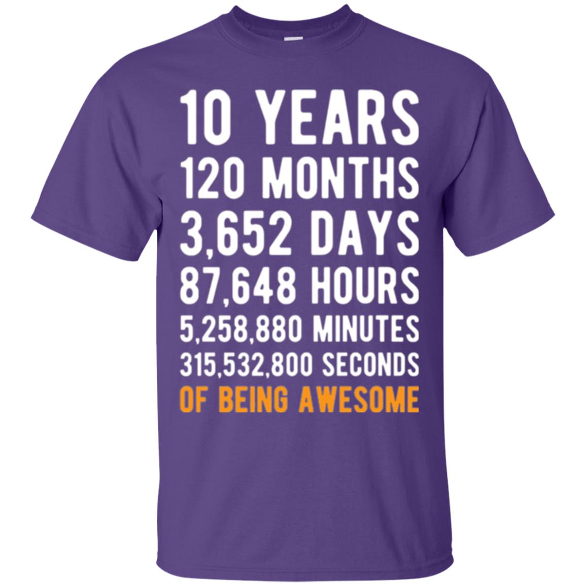 Birthday T-shirt 10 Years Old Of Being Awesome Purple