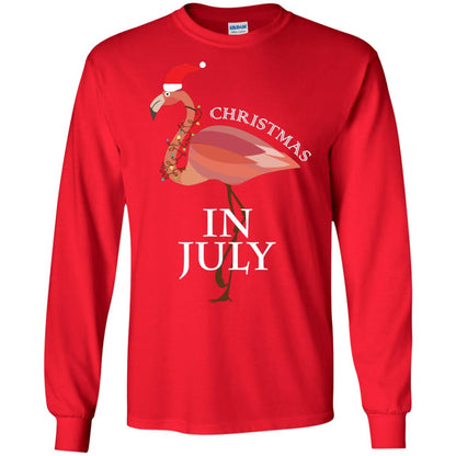 Flamingo With Santa_s Hat Christmas In July Xmas In Summer Shirt Red