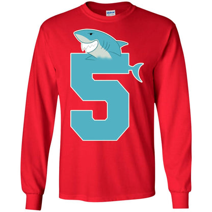 5th Birthday Shark Party Shirt Red