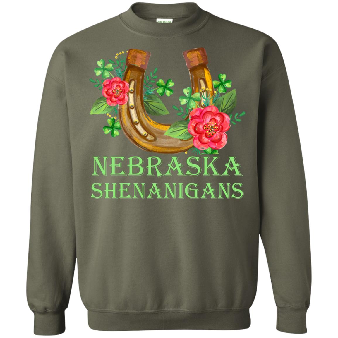 Horse Lover T-shirt Nebraska Shenanigans Military Green