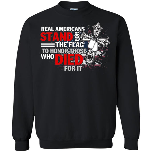 Real Americans Stand For The Flag To Honor Those Who Died For It Veteran Shirt Black