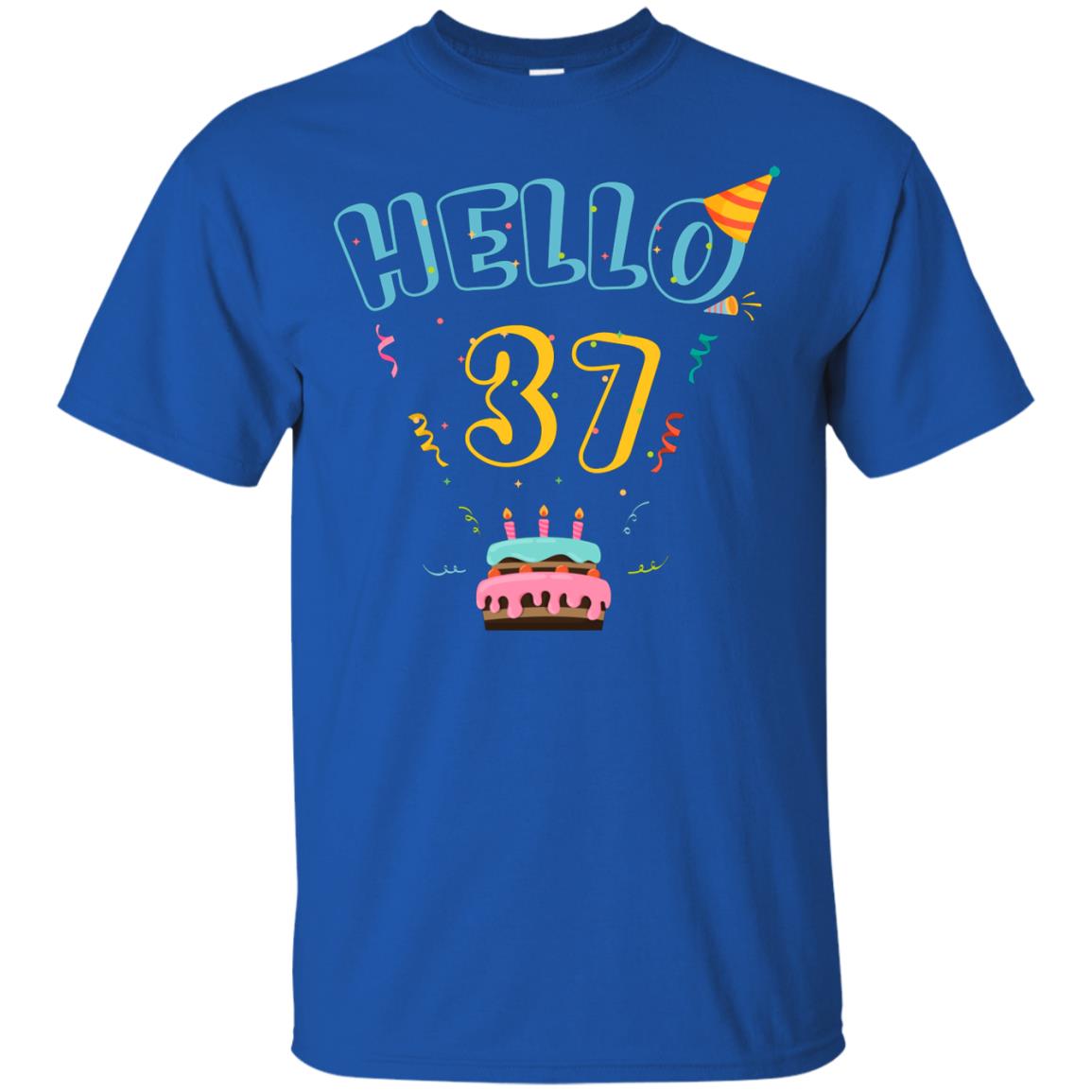 Hello 37 Thirty Seven 37th 1981s Birthday Gift Shirt Royal