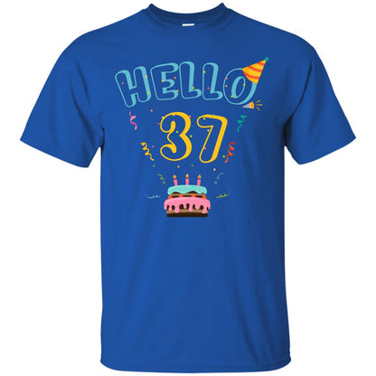 Hello 37 Thirty Seven 37th 1981s Birthday Gift Shirt Royal