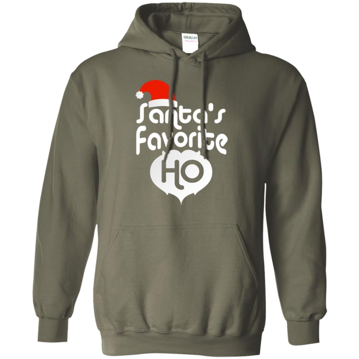 Christmas T-shirt Santa's Favorite Ho Military Green