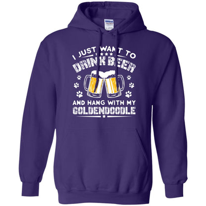 I Just Want To Drink Beer And Hang With My Goldendoodle Shirt Purple
