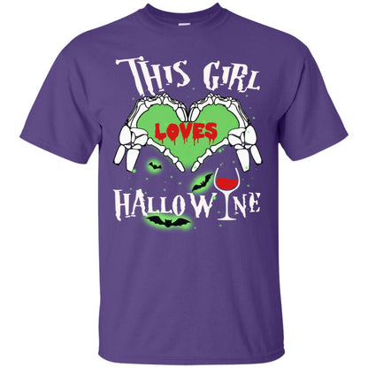 This Girl Loves Hallo-wine Funny Halloween Shirt For Wine Lovers Purple