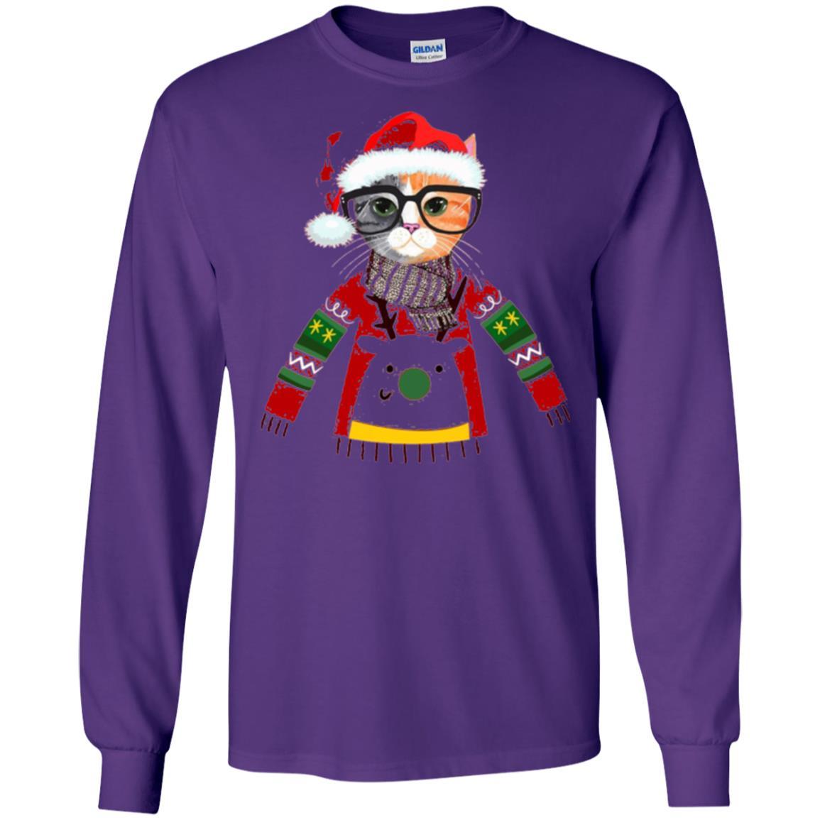 Christmas T-shirt Cat Lover Meowy Christmas T-shirt Purple
