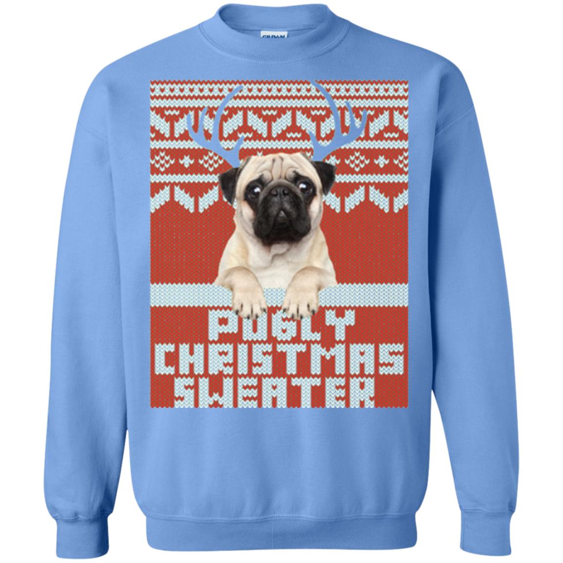 Dog Lovers T-shirt Pugly Christmas Sweater Carolina Blue