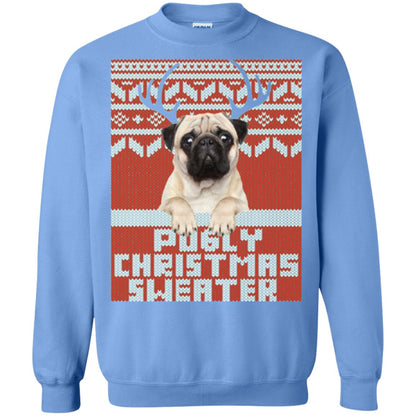 Dog Lovers T-shirt Pugly Christmas Sweater Carolina Blue
