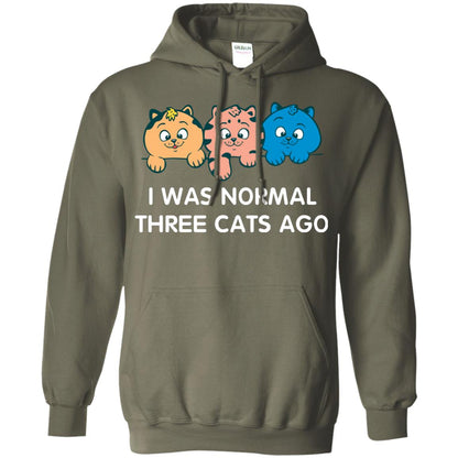 Cat Lover T-shirt I Was Normal Three Cats Ago Military Green