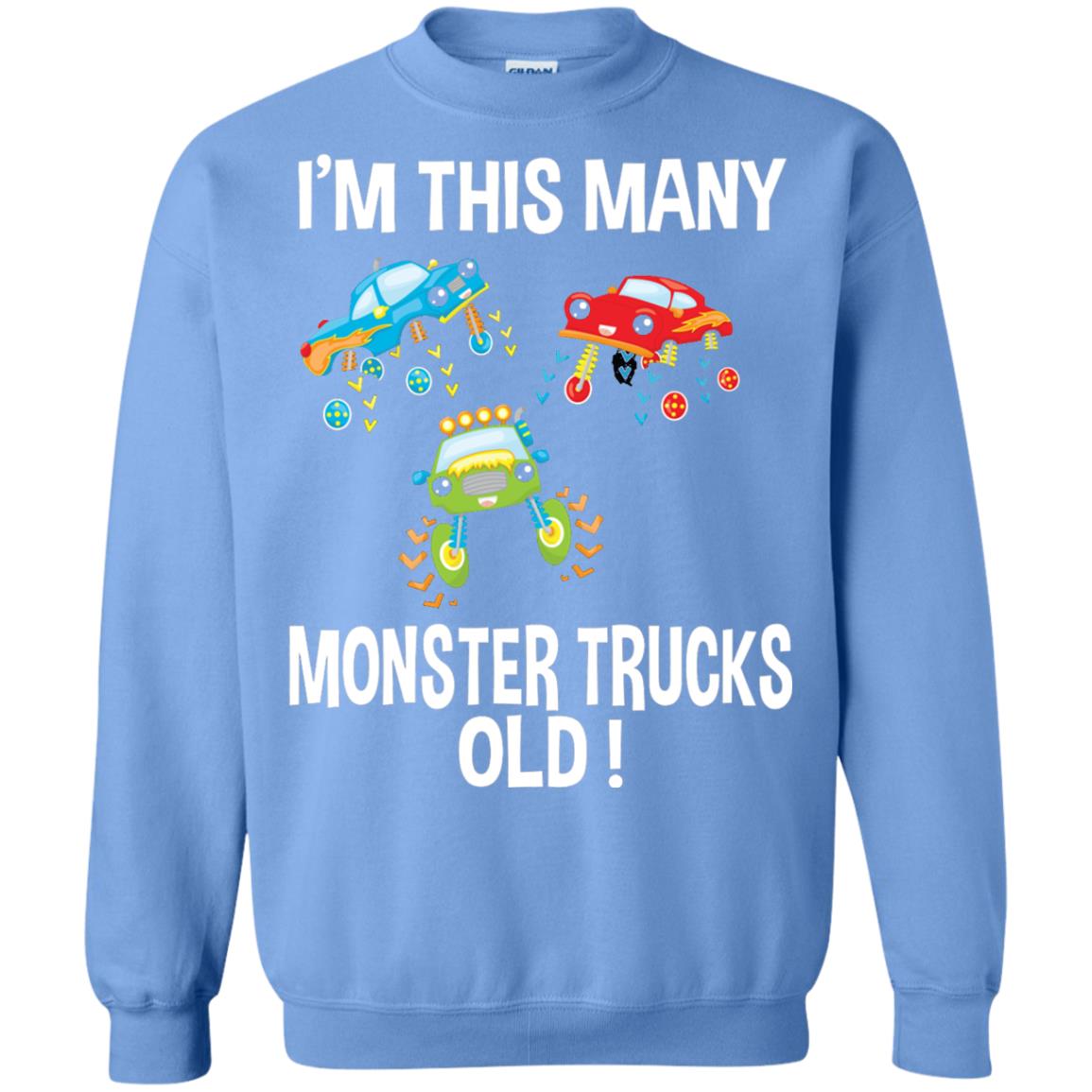 Birthday 3th Shirt Im This Many Monster Trucks Old Carolina Blue