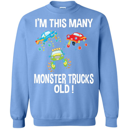 Birthday 3th Shirt Im This Many Monster Trucks Old Carolina Blue