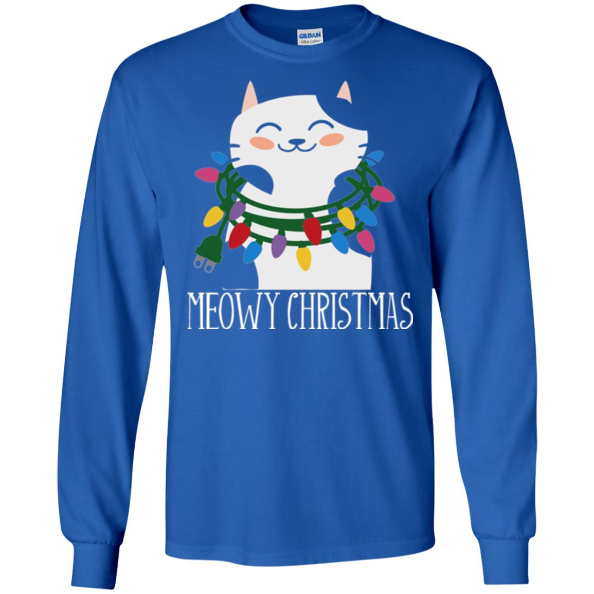 Meowy Christmas Holiday T-shirt Royal