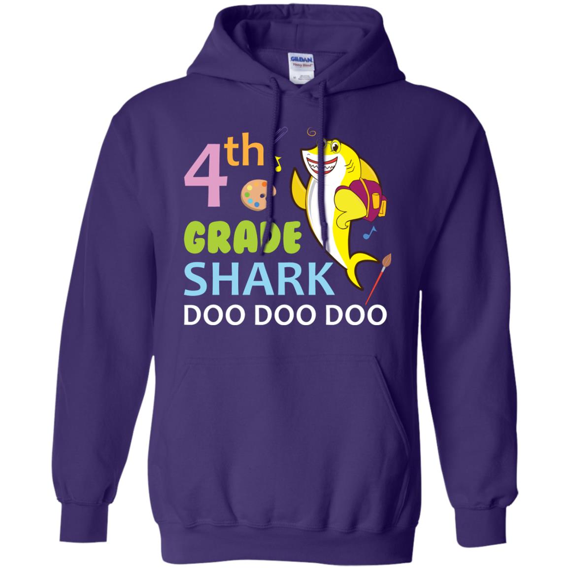 4th Grade Shark Doo Doo Doo Back To School T-shirt Purple