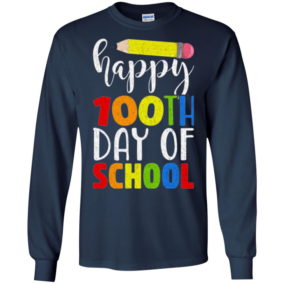 Happy 100th Day Of School Teacher T-shirt Navy