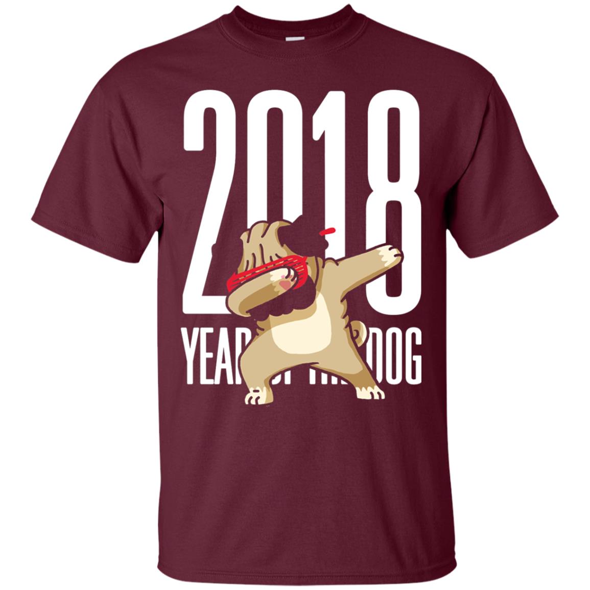 Dog Lover T-shirt 2018 Year Of The Dog Maroon