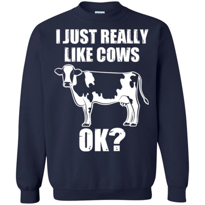 Cow Lovers T-shirt I Just Really Like Cows Ok Navy