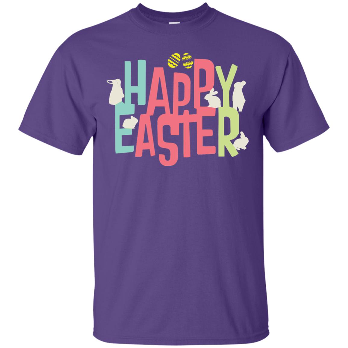Happy Easter Eggs Bunny T-shirt Purple