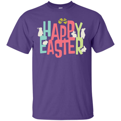 Happy Easter Eggs Bunny T-shirt Purple