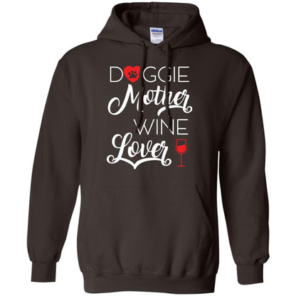 Doggie Mother Wine Lover Dog And Wine Gift Shirt For Mom Dark Chocolate