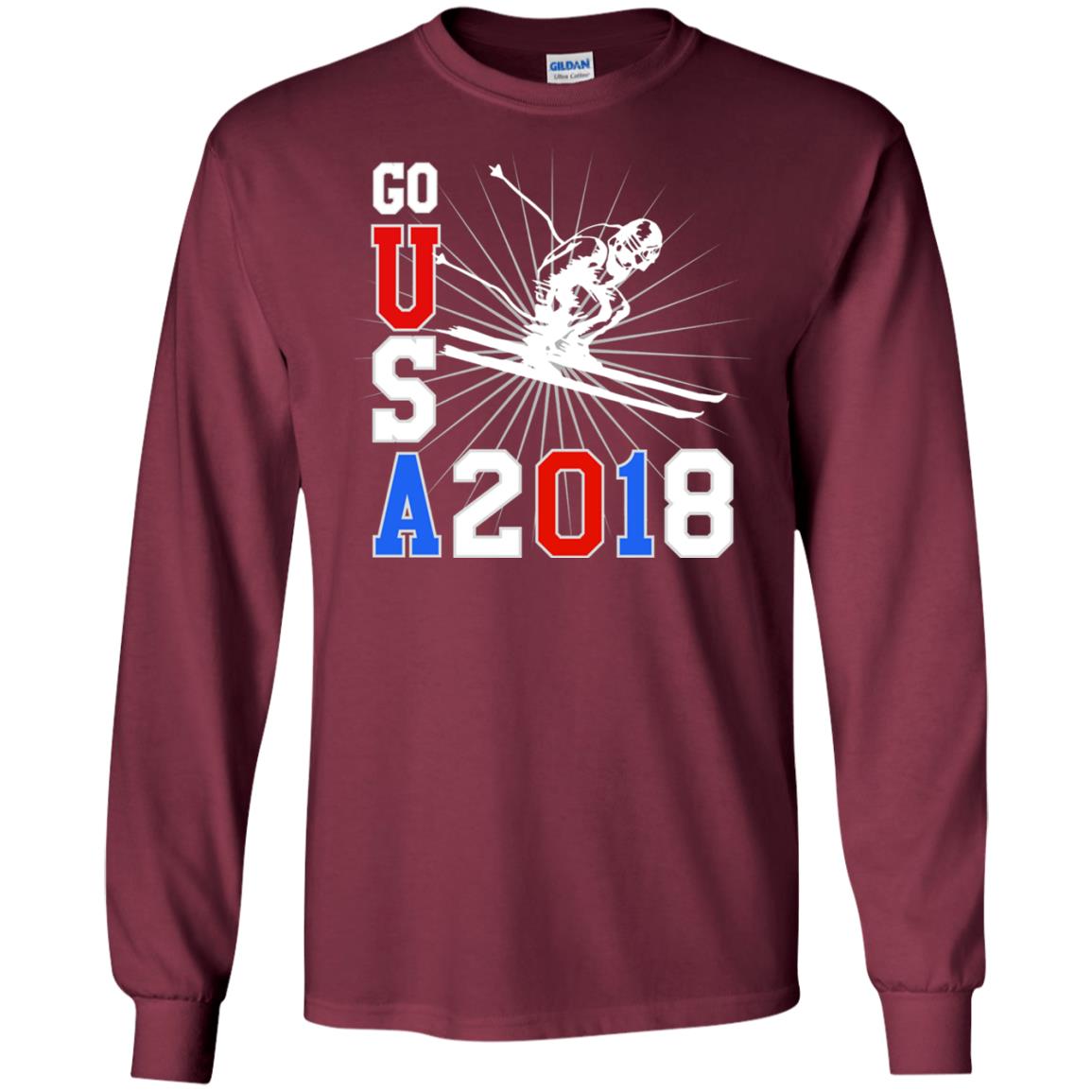 Alpine Skiing T-shirt Go Usa 2108 Cool Maroon