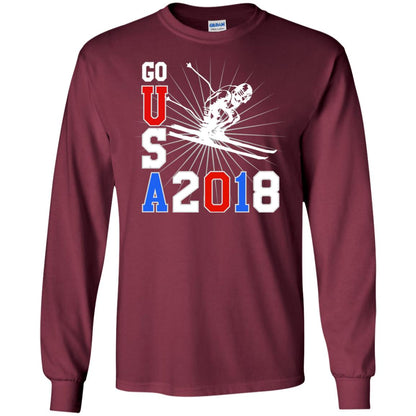 Alpine Skiing T-shirt Go Usa 2108 Cool Maroon