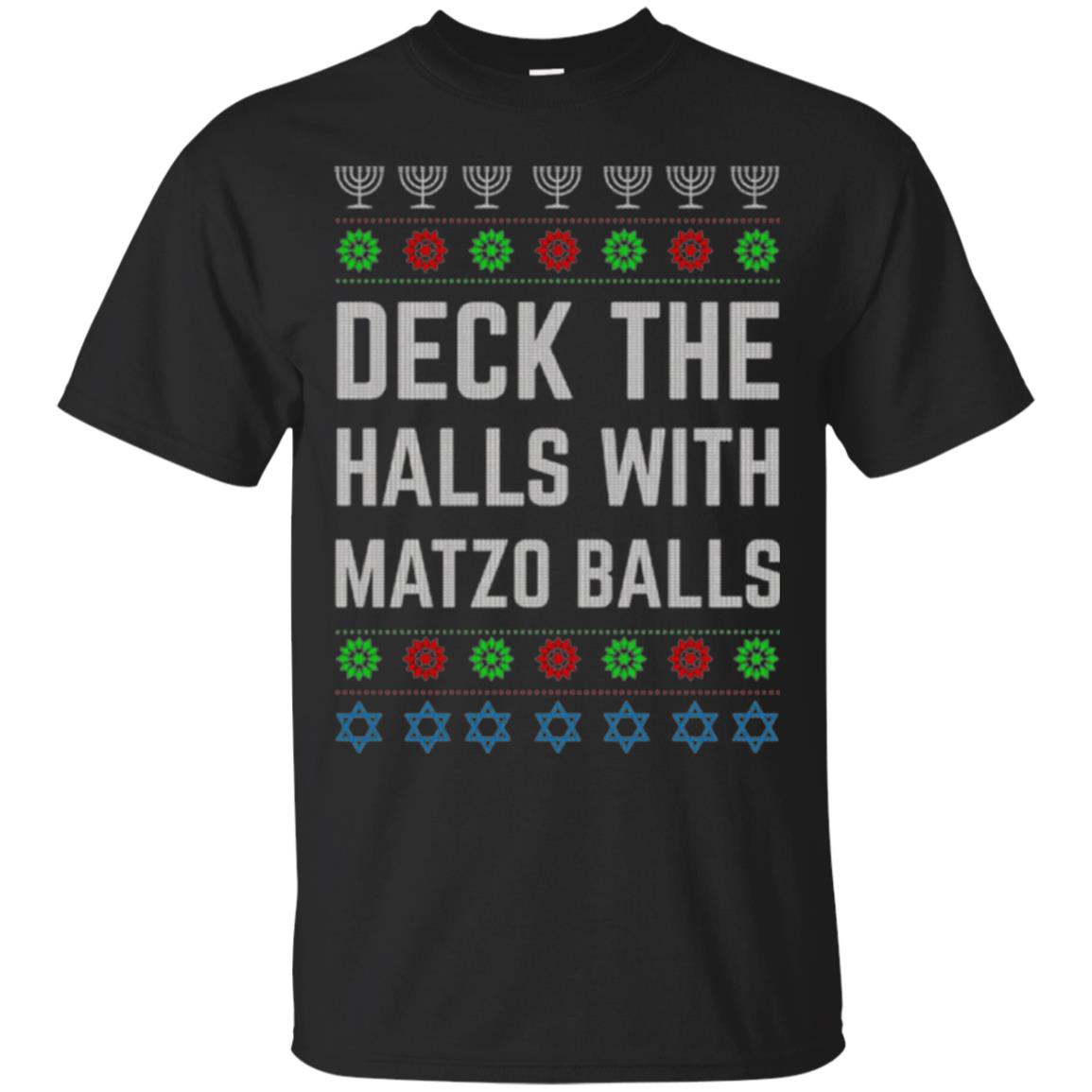 Christmas T-shirt Deck The Halls With Matzo Balls Black