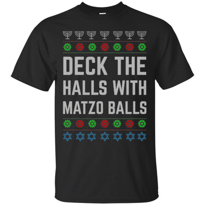 Christmas T-shirt Deck The Halls With Matzo Balls Black