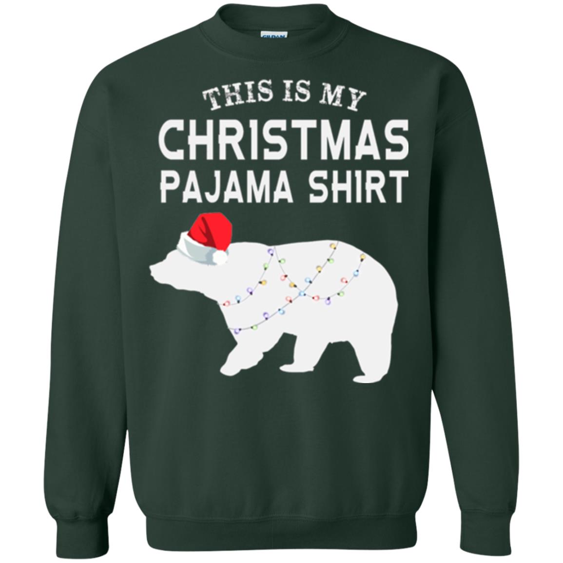 Polar Bear T-shirt This Is My Christmas Pajama Forest Green