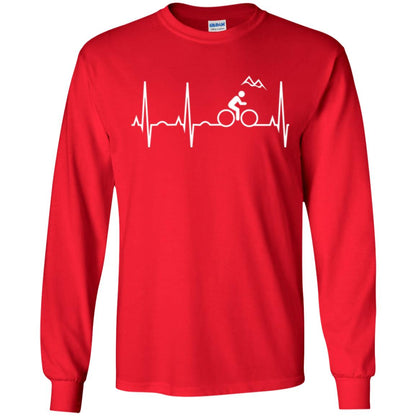 Mountain Bike Heartbeat Mountain Biking T-shirt Red