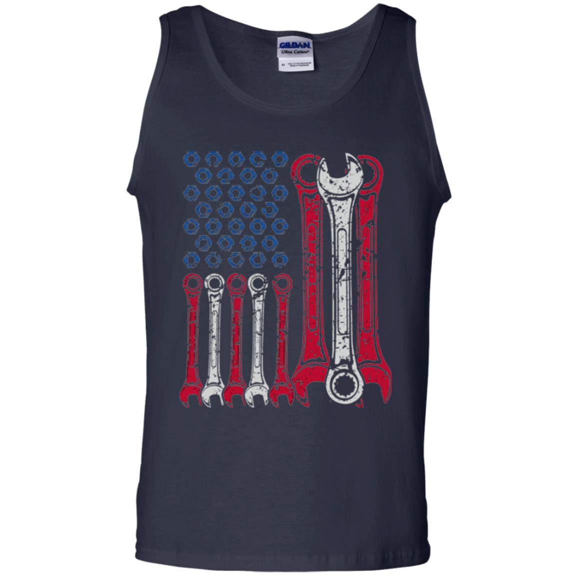 Mechanic T-shirt Usa Red White Blue American Flag Navy