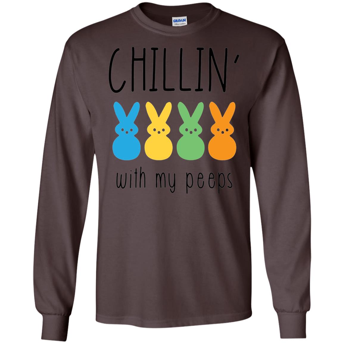 Chillin With My Peeps Happy Easter T-shirt Dark Chocolate
