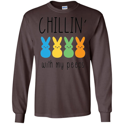 Chillin With My Peeps Happy Easter T-shirt Dark Chocolate
