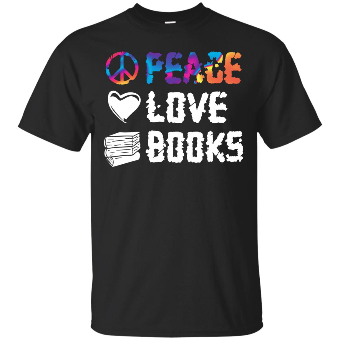 Peace Love Books Best Reading Shirt For Book Lover Black