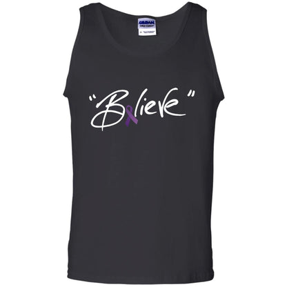 Pancreatic Leiomyosarcoma Symptoms Awareness Shirt Purple Ribbon Believe Black