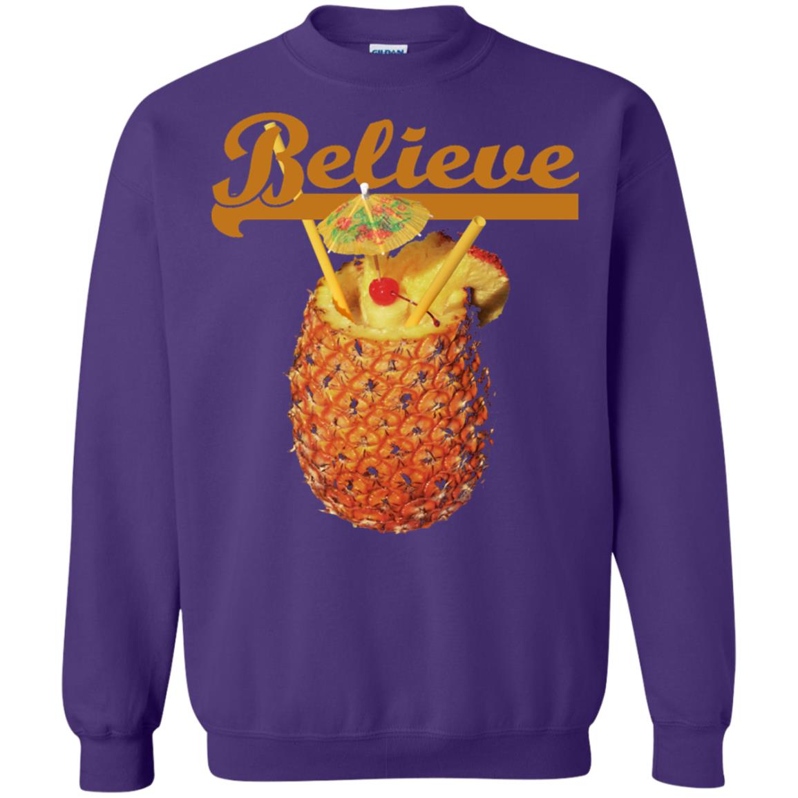 Believe Pineapple Cuptropical Drink T-shirt Purple