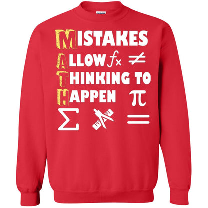 Math Lover T-shirt Mistakes Allow Thinking To Happen Red