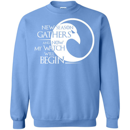 New Season Gathers And Now My Watch Will Begin Game Of Thrones Fan T-shirt Carolina Blue
