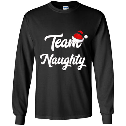 Christmas T-shirt Team Naughty Nice Santa Hat T-shirt Black