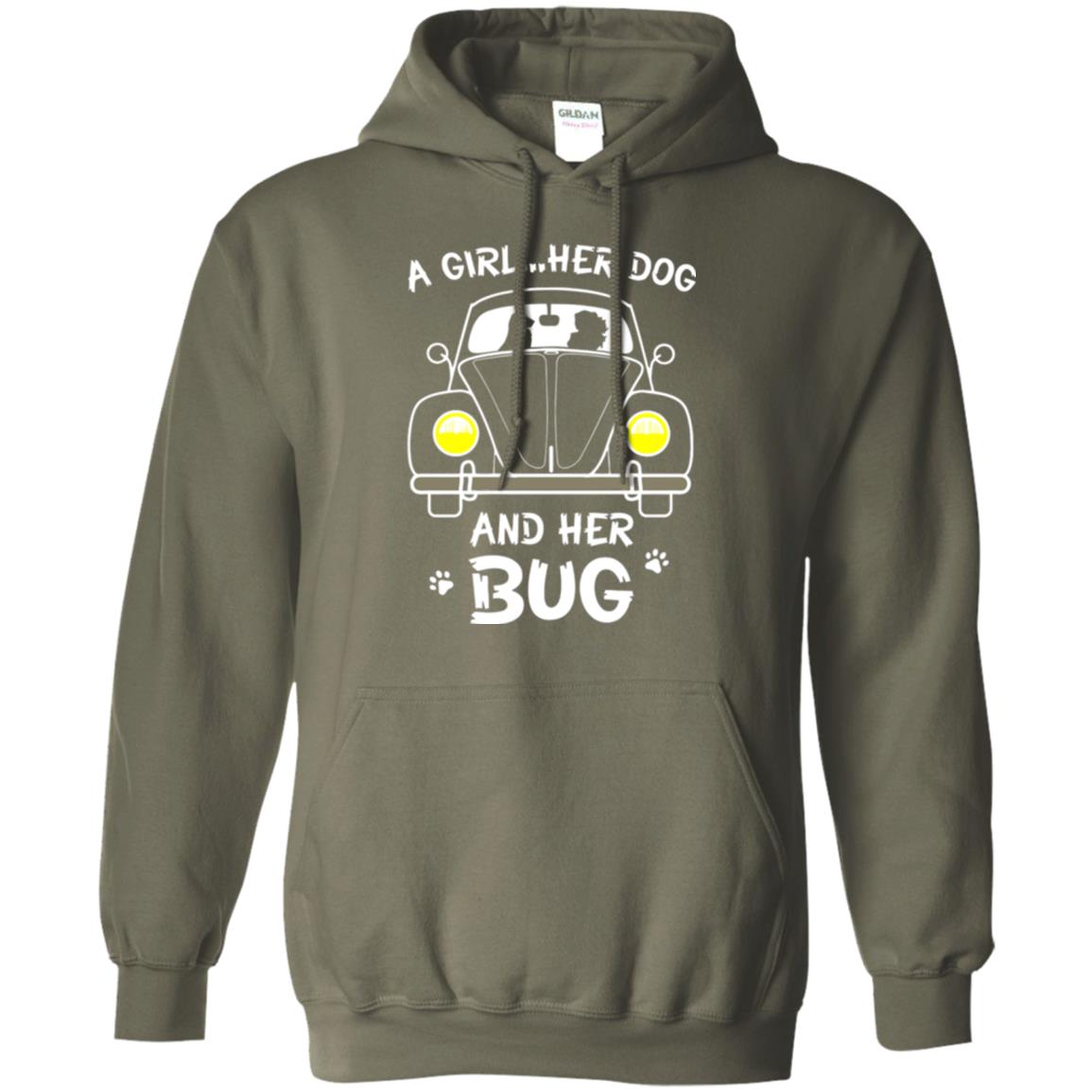 Dog Lover T-shirt A Girl Her Dog And Her Bug Military Green