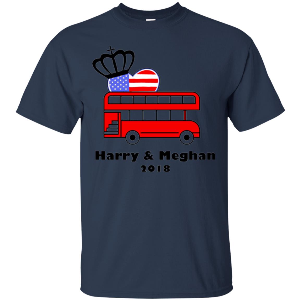 Harry And Meghan 2018 Royal Wedding Bus T-shirt Navy
